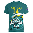 Custom Australia Water Polo 2024 Women V-Neck T-Shirt Aussie Shark Sporty Version