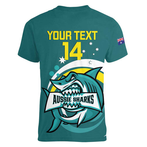 Custom Australia Water Polo 2024 Women V-Neck T-Shirt Aussie Shark Sporty Version