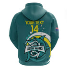 Custom Australia Water Polo 2024 Zip Hoodie Aussie Shark Sporty Version