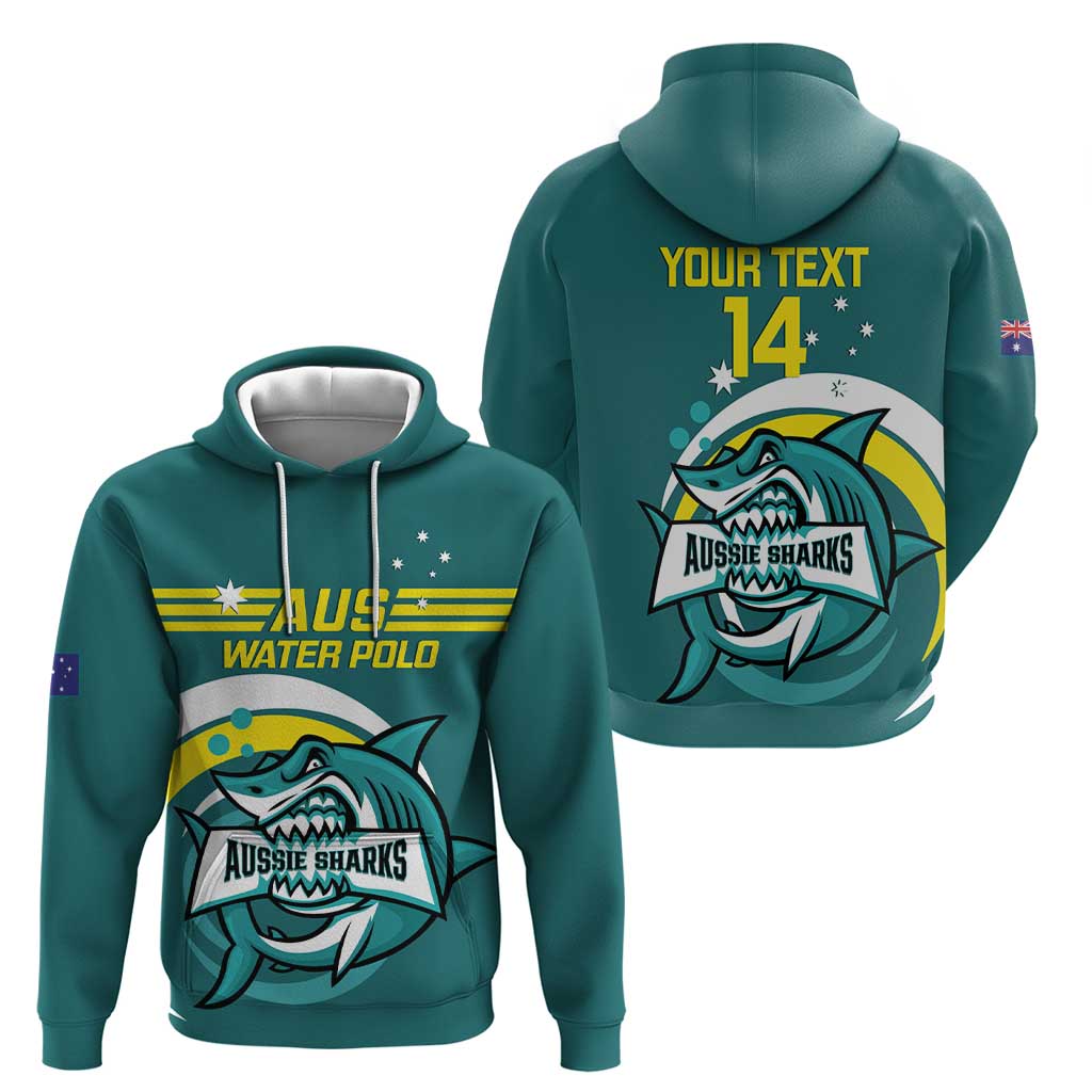 Custom Australia Water Polo 2024 Zip Hoodie Aussie Shark Sporty Version