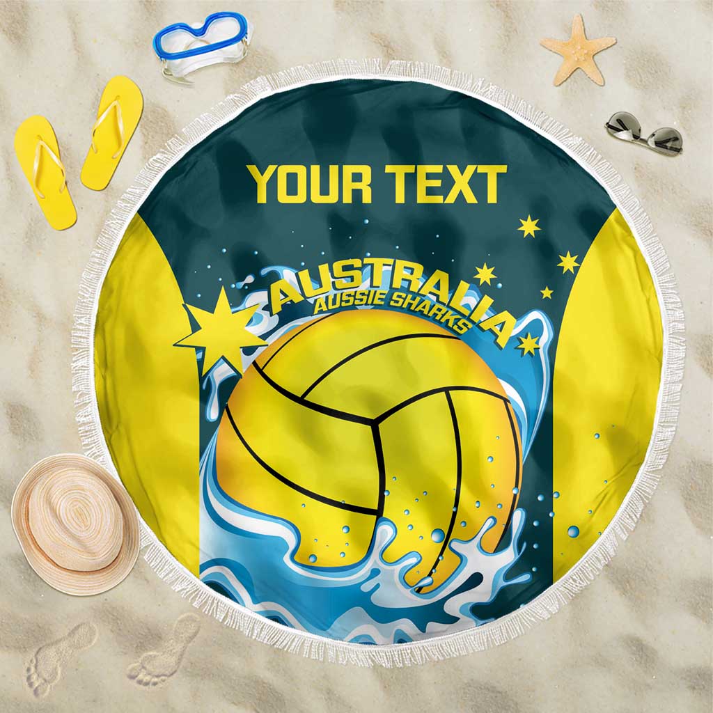 Custom Australia Water Polo 2024 Beach Blanket Aussie Shark National Color Version