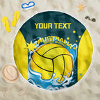Custom Australia Water Polo 2024 Beach Blanket Aussie Shark National Color Version
