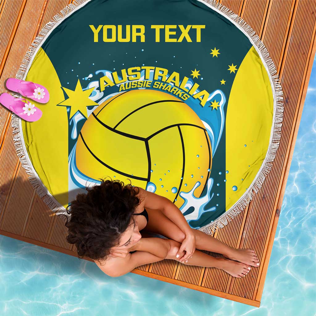 Custom Australia Water Polo 2024 Beach Blanket Aussie Shark National Color Version