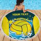 Custom Australia Water Polo 2024 Beach Blanket Aussie Shark National Color Version