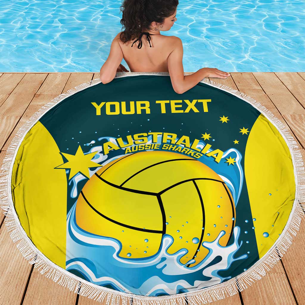 Custom Australia Water Polo 2024 Beach Blanket Aussie Shark National Color Version
