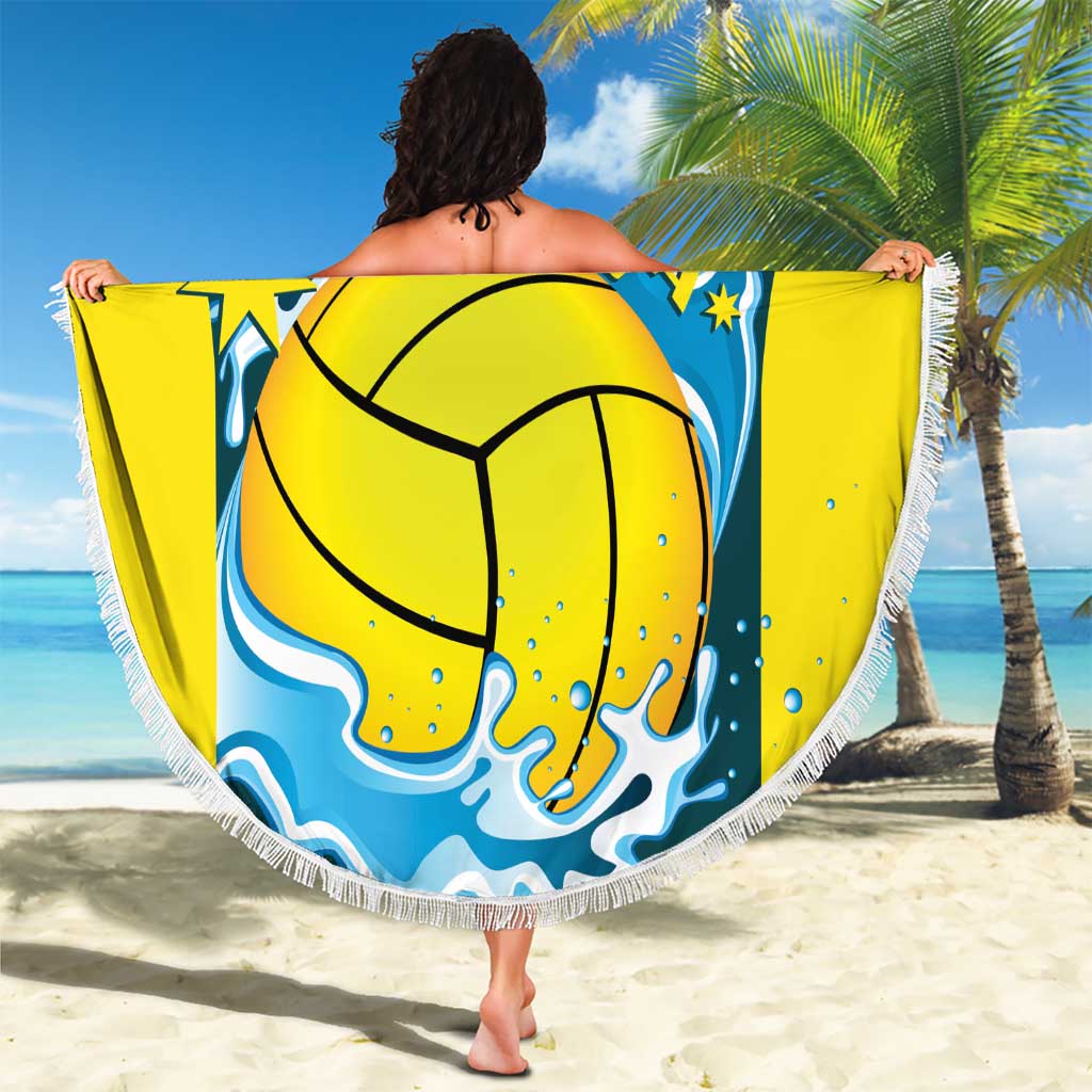 Custom Australia Water Polo 2024 Beach Blanket Aussie Shark National Color Version