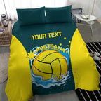 Custom Australia Water Polo 2024 Bedding Set Aussie Shark National Color Version