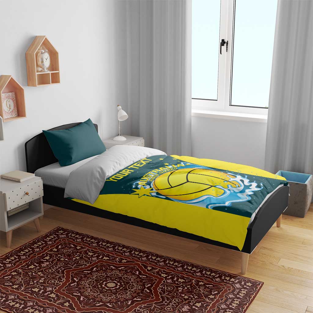 Custom Australia Water Polo 2024 Bedding Set Aussie Shark National Color Version