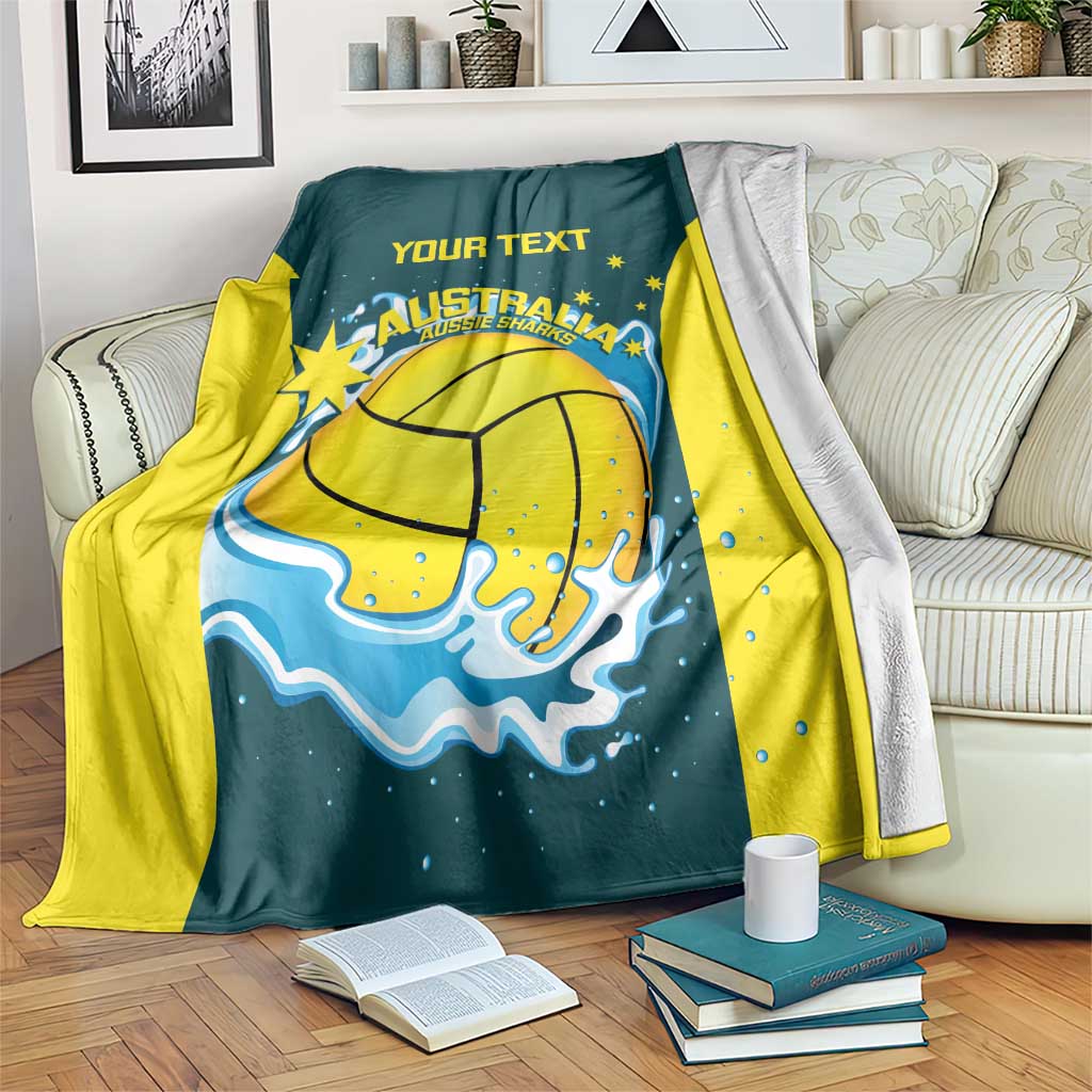 Custom Australia Water Polo 2024 Blanket Aussie Shark National Color Version
