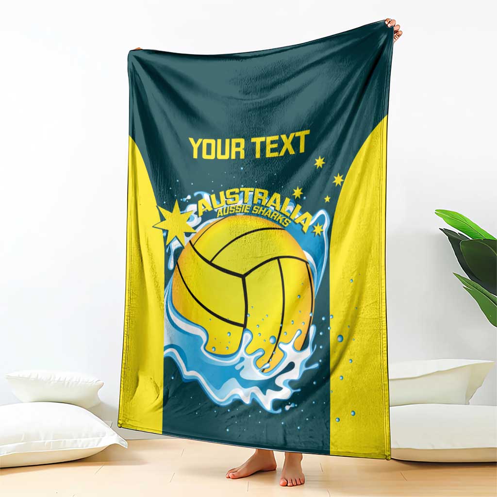 Custom Australia Water Polo 2024 Blanket Aussie Shark National Color Version