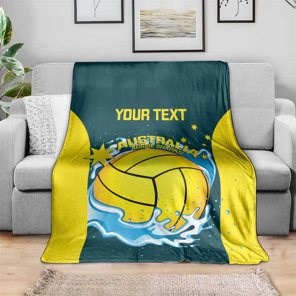 Custom Australia Water Polo 2024 Blanket Aussie Shark National Color Version