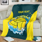 Custom Australia Water Polo 2024 Blanket Aussie Shark National Color Version