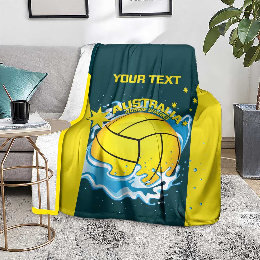 Custom Australia Water Polo 2024 Blanket Aussie Shark National Color Version