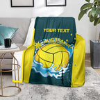 Custom Australia Water Polo 2024 Blanket Aussie Shark National Color Version