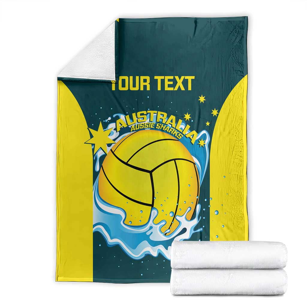 Custom Australia Water Polo 2024 Blanket Aussie Shark National Color Version