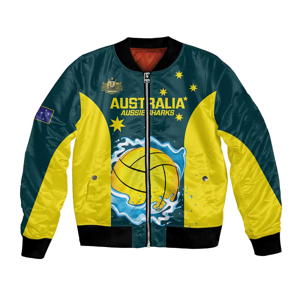 Custom Australia Water Polo 2024 Bomber Jacket Aussie Shark National Color Version
