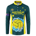 Custom Australia Water Polo 2024 Button Sweatshirt Aussie Shark National Color Version