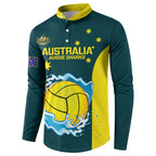 Custom Australia Water Polo 2024 Button Sweatshirt Aussie Shark National Color Version