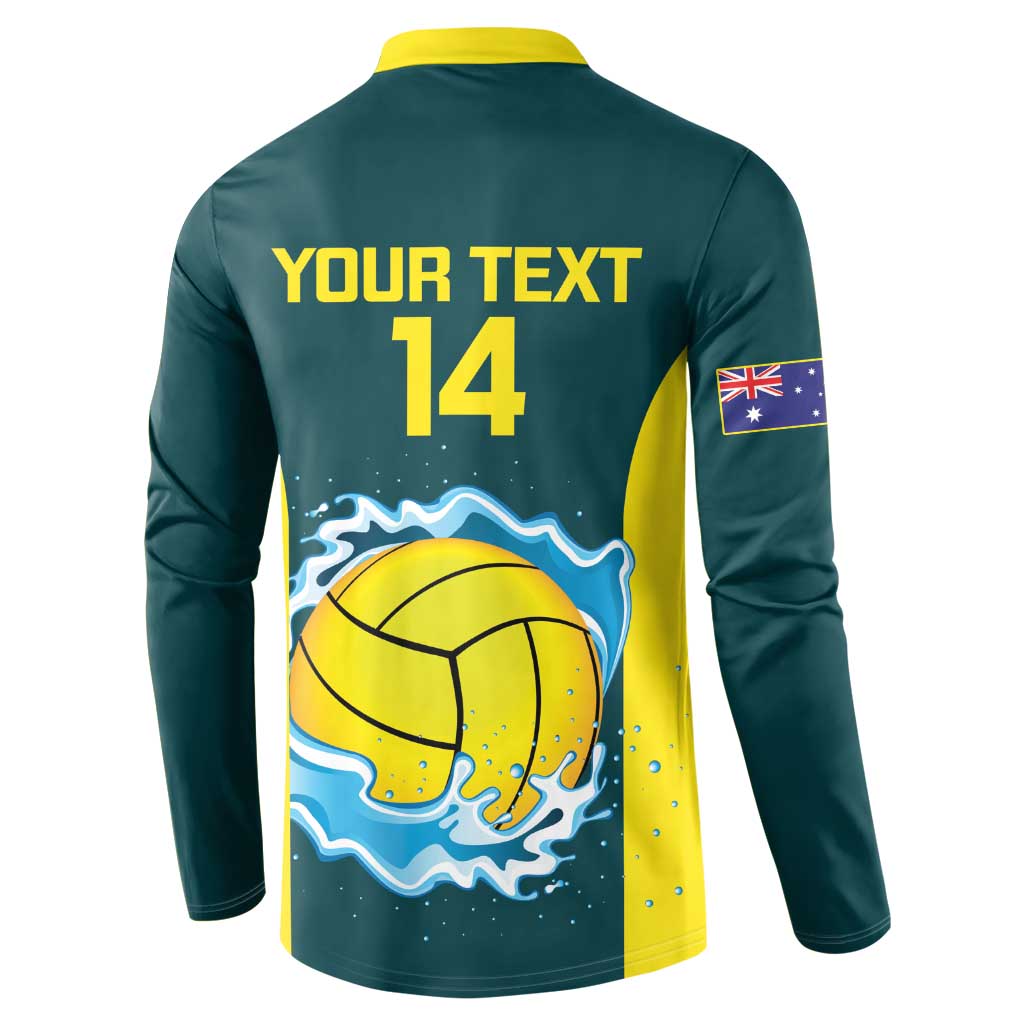 Custom Australia Water Polo 2024 Button Sweatshirt Aussie Shark National Color Version