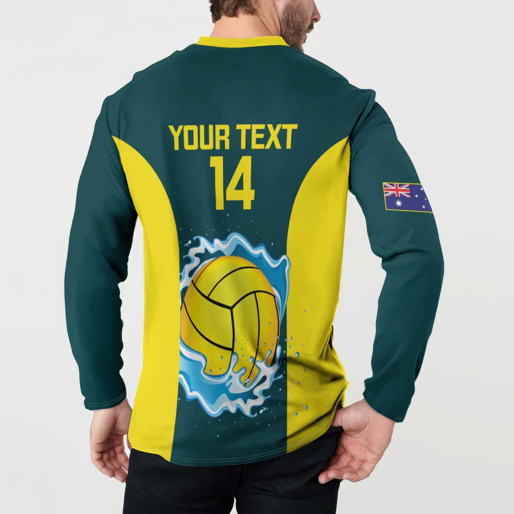 Custom Australia Water Polo 2024 Button Sweatshirt Aussie Shark National Color Version