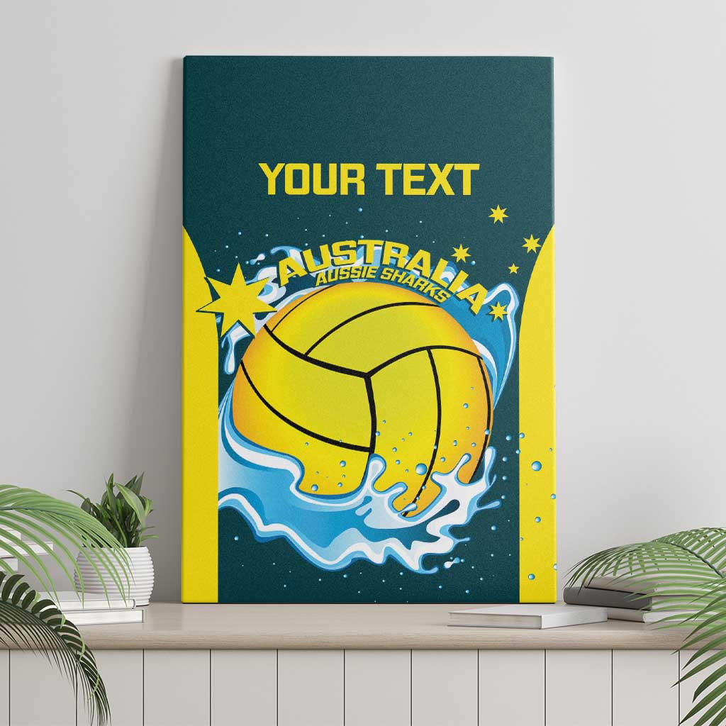 Custom Australia Water Polo 2024 Canvas Wall Art Aussie Shark National Color Version