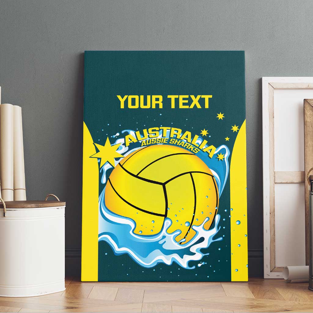 Custom Australia Water Polo 2024 Canvas Wall Art Aussie Shark National Color Version