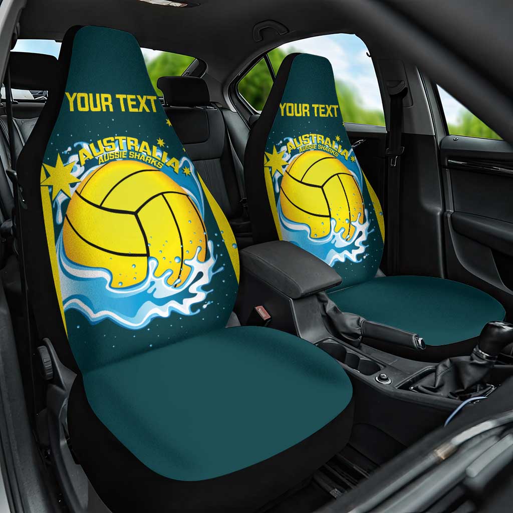 Custom Australia Water Polo 2024 Car Seat Cover Aussie Shark National Color Version
