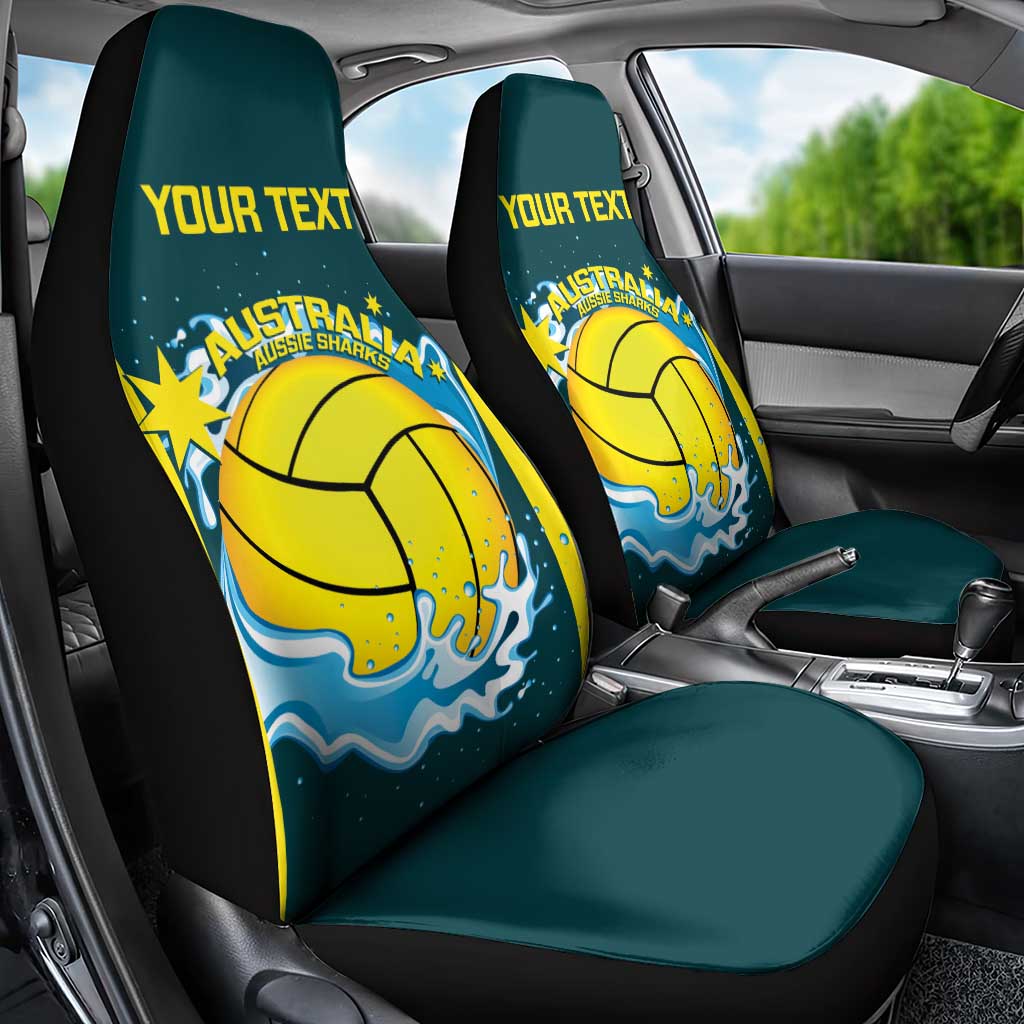 Custom Australia Water Polo 2024 Car Seat Cover Aussie Shark National Color Version