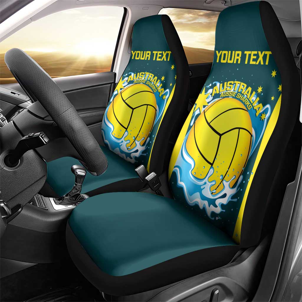 Custom Australia Water Polo 2024 Car Seat Cover Aussie Shark National Color Version