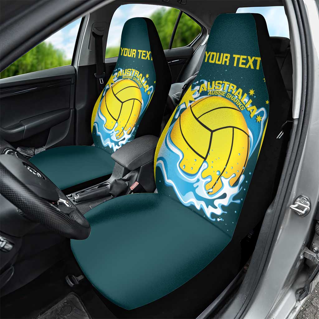 Custom Australia Water Polo 2024 Car Seat Cover Aussie Shark National Color Version