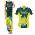 Custom Australia Water Polo 2024 Couples Matching Tank Maxi Dress and Hawaiian Shirt Aussie Shark National Color Version