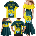 Custom Australia Water Polo 2024 Family Matching Mermaid Dress and Hawaiian Shirt Aussie Shark National Color Version