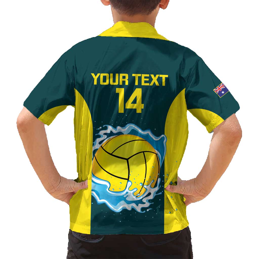 Custom Australia Water Polo 2024 Family Matching Off Shoulder Maxi Dress and Hawaiian Shirt Aussie Shark National Color Version