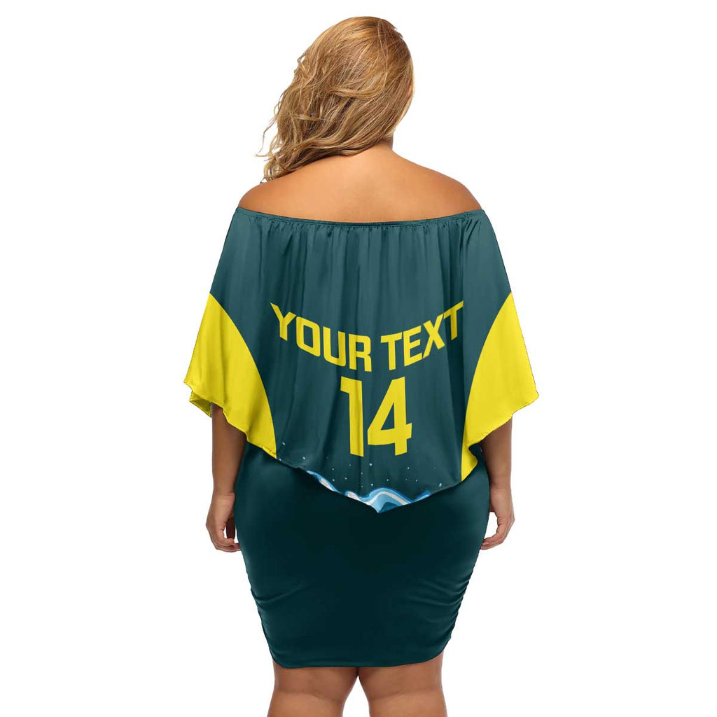 Custom Australia Water Polo 2024 Family Matching Off Shoulder Short Dress and Hawaiian Shirt Aussie Shark National Color Version