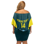 Custom Australia Water Polo 2024 Family Matching Off Shoulder Short Dress and Hawaiian Shirt Aussie Shark National Color Version