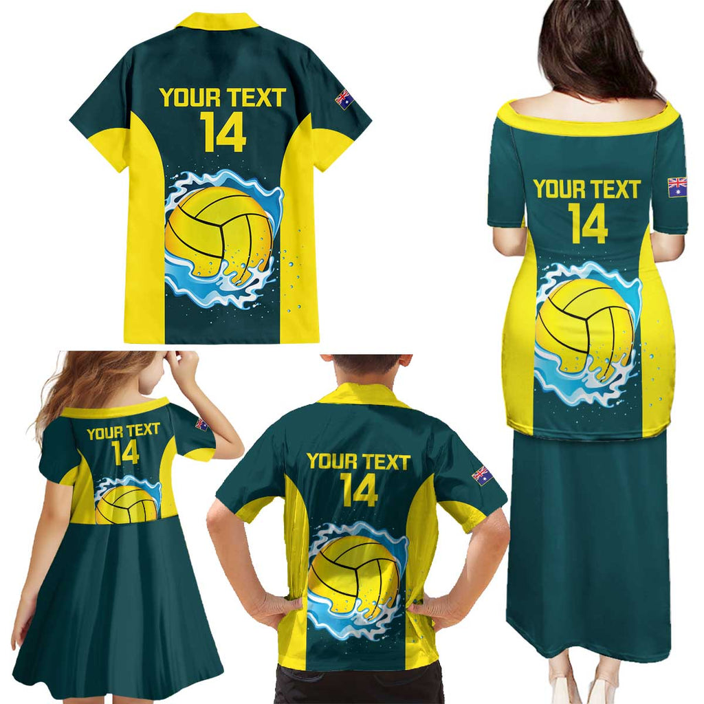 Custom Australia Water Polo 2024 Family Matching Puletasi and Hawaiian Shirt Aussie Shark National Color Version