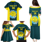 Custom Australia Water Polo 2024 Family Matching Puletasi and Hawaiian Shirt Aussie Shark National Color Version
