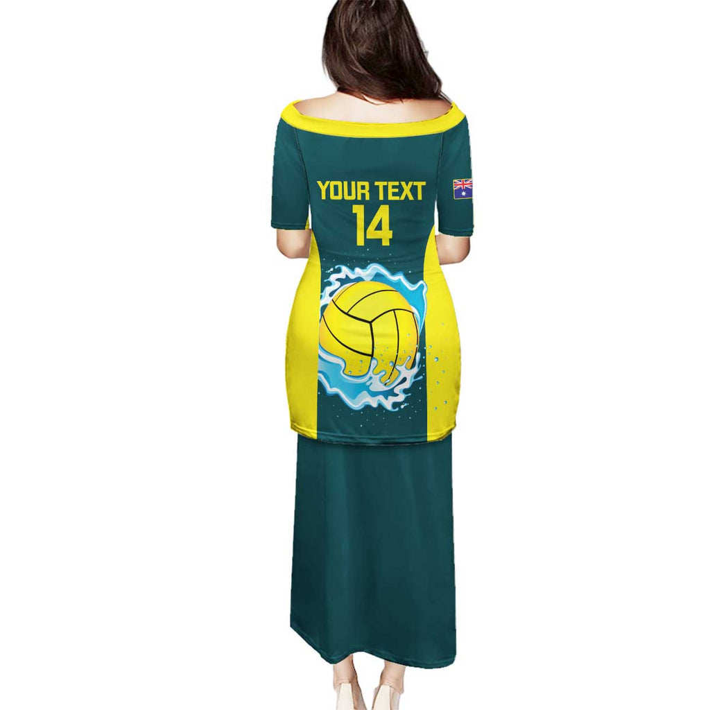 Custom Australia Water Polo 2024 Family Matching Puletasi and Hawaiian Shirt Aussie Shark National Color Version