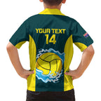 Custom Australia Water Polo 2024 Family Matching Short Sleeve Bodycon Dress and Hawaiian Shirt Aussie Shark National Color Version