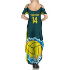 Custom Australia Water Polo 2024 Family Matching Summer Maxi Dress and Hawaiian Shirt Aussie Shark National Color Version