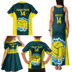 Custom Australia Water Polo 2024 Family Matching Tank Maxi Dress and Hawaiian Shirt Aussie Shark National Color Version