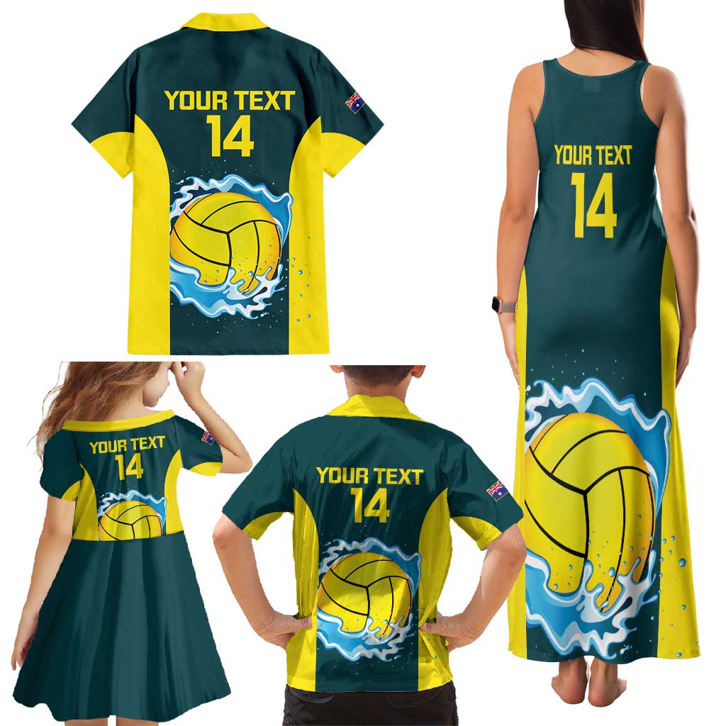 Custom Australia Water Polo 2024 Family Matching Tank Maxi Dress and Hawaiian Shirt Aussie Shark National Color Version