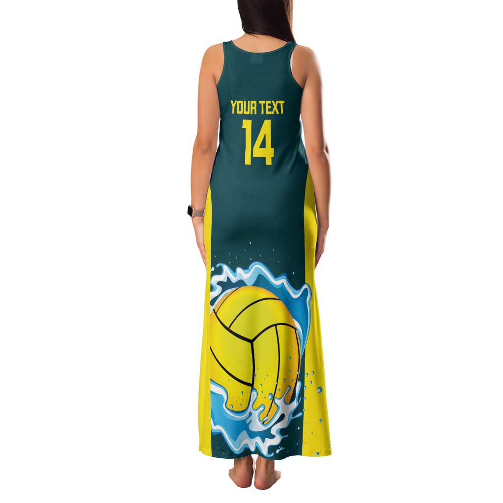 Custom Australia Water Polo 2024 Family Matching Tank Maxi Dress and Hawaiian Shirt Aussie Shark National Color Version