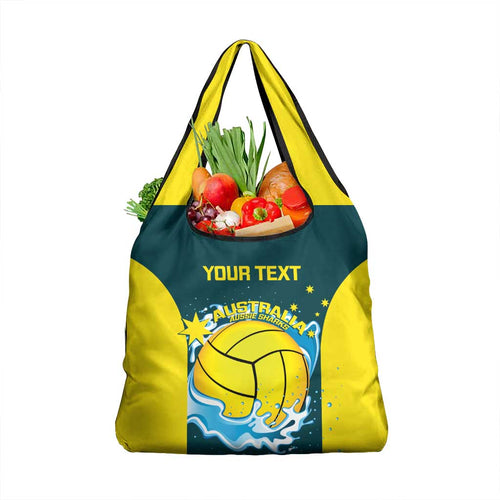 Custom Australia Water Polo 2024 Grocery Bag Aussie Shark National Color Version