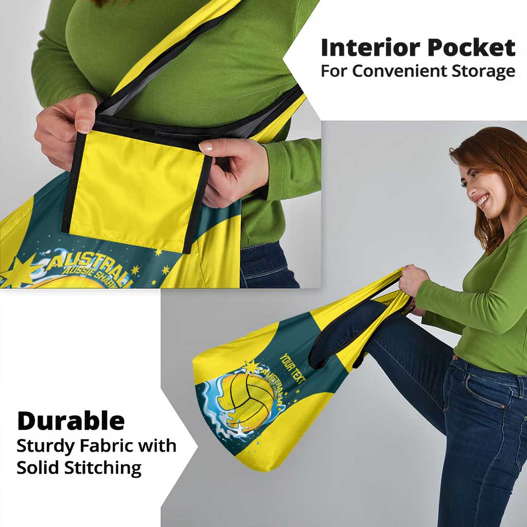 Custom Australia Water Polo 2024 Grocery Bag Aussie Shark National Color Version
