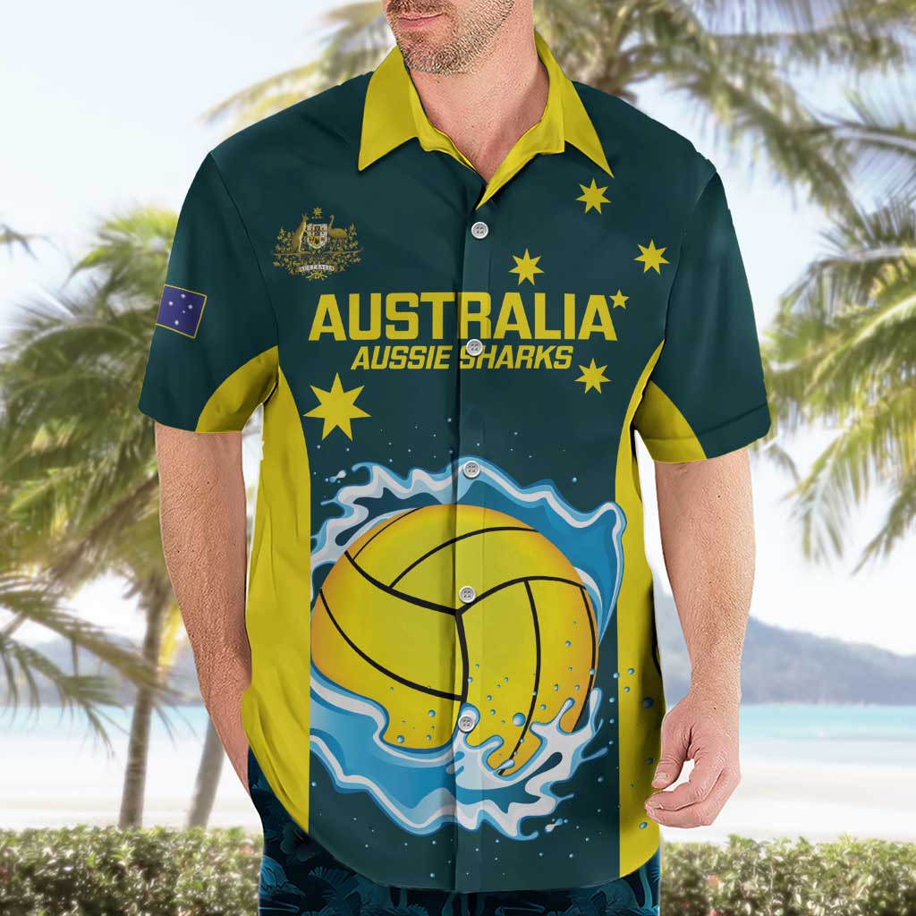 Custom Australia Water Polo 2024 Hawaiian Shirt Aussie Shark National Color Version
