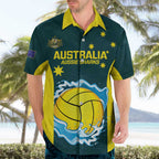 Custom Australia Water Polo 2024 Hawaiian Shirt Aussie Shark National Color Version