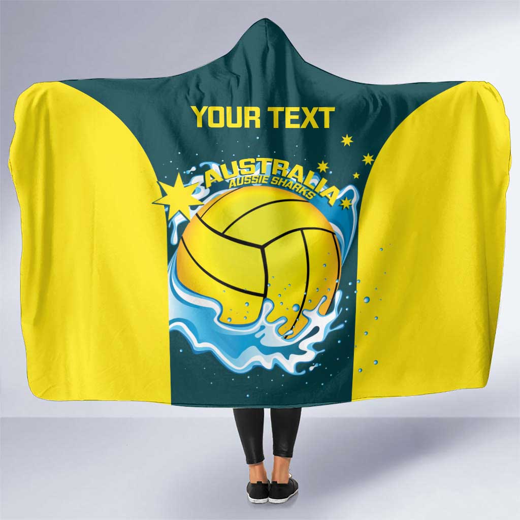 Custom Australia Water Polo 2024 Hooded Blanket Aussie Shark National Color Version