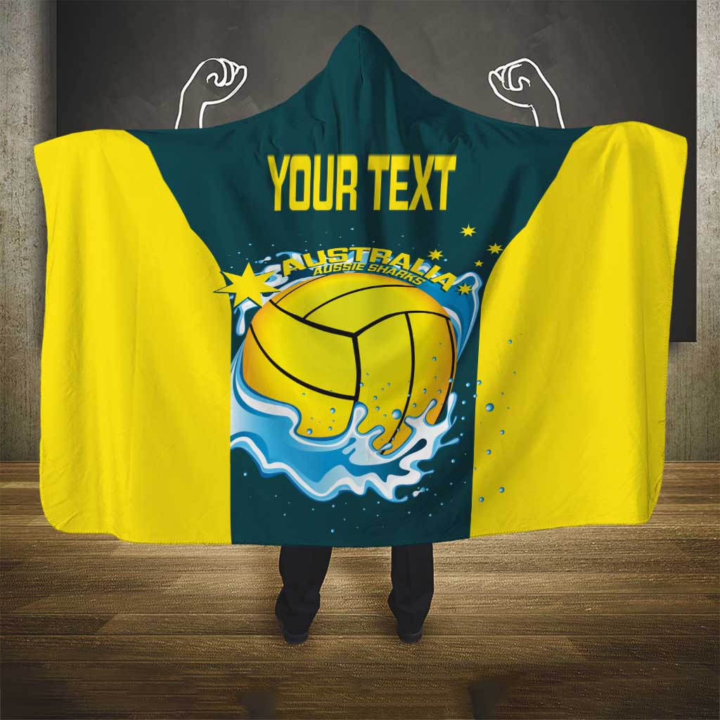 Custom Australia Water Polo 2024 Hooded Blanket Aussie Shark National Color Version