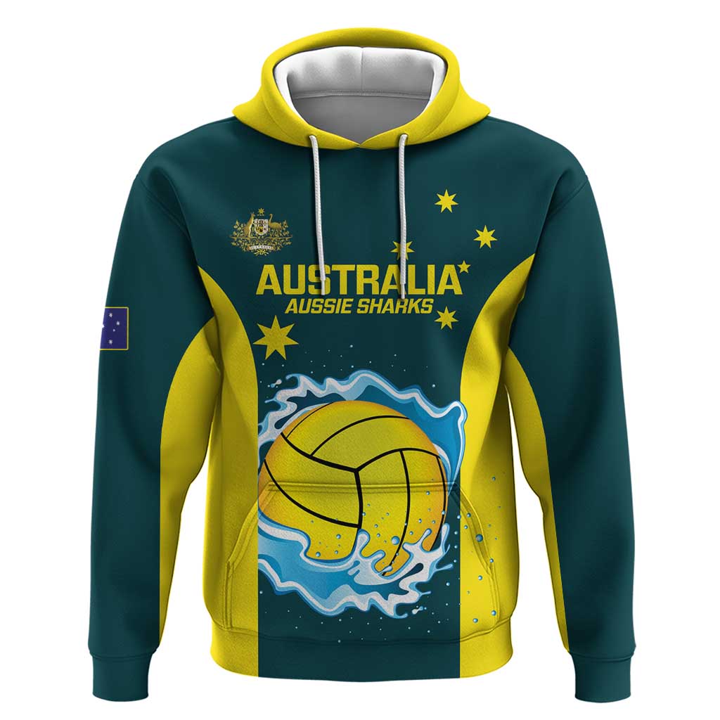 Custom Australia Water Polo 2024 Hoodie Aussie Shark National Color Version